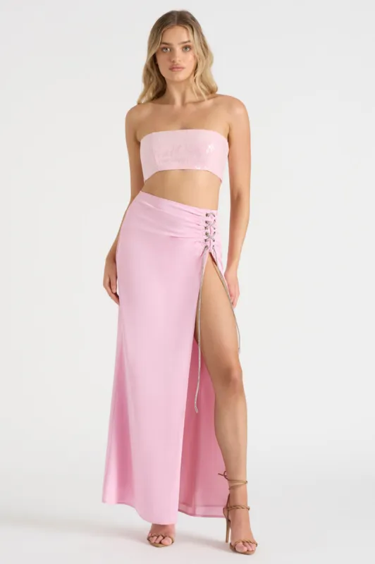 THE DRAPED SKIRT - PINK sold by Runaway The Label