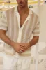 THEO KNIT SHIRT - SAND/WHITE sold by Runaway The Label