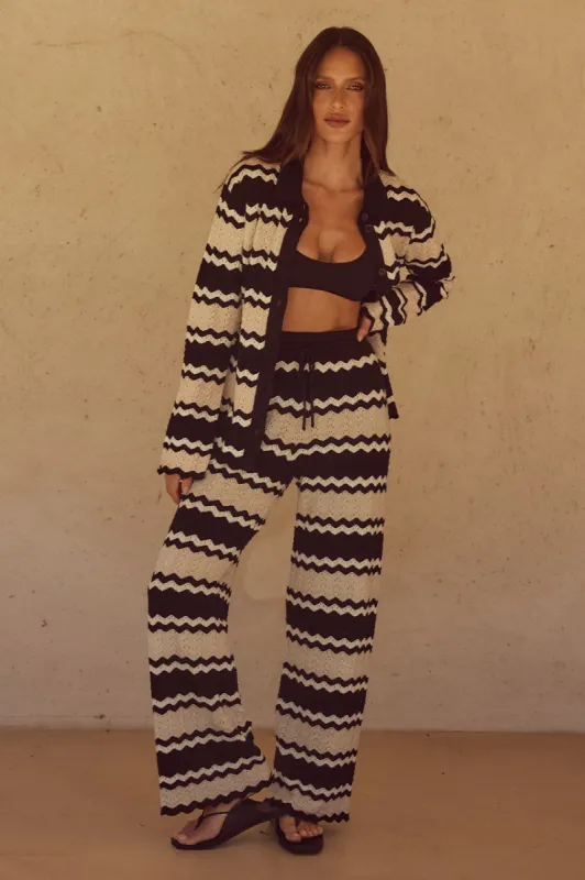 SOFIA KNIT PANT - BLACK/CREAM sold by Runaway The Label