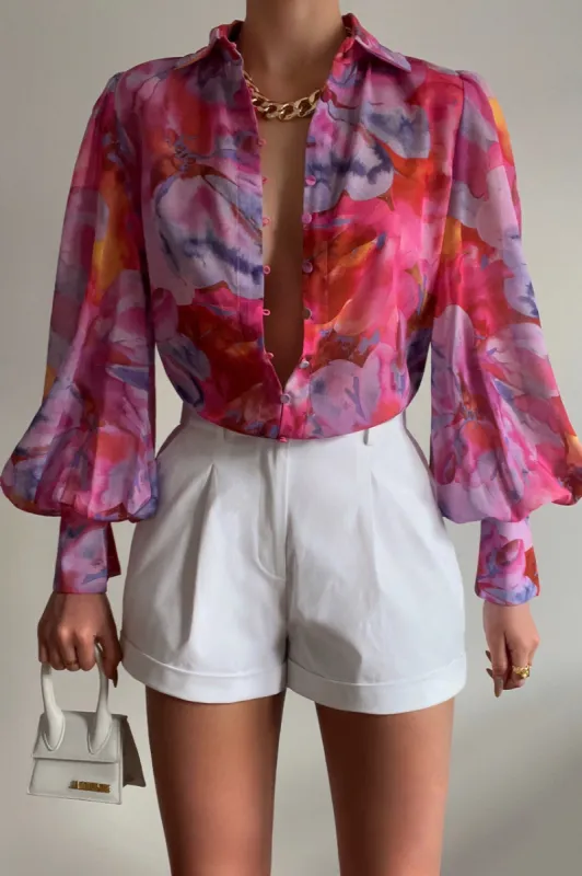 ELLA BLOUSE - PINK FLORAL sold by Runaway The Label
