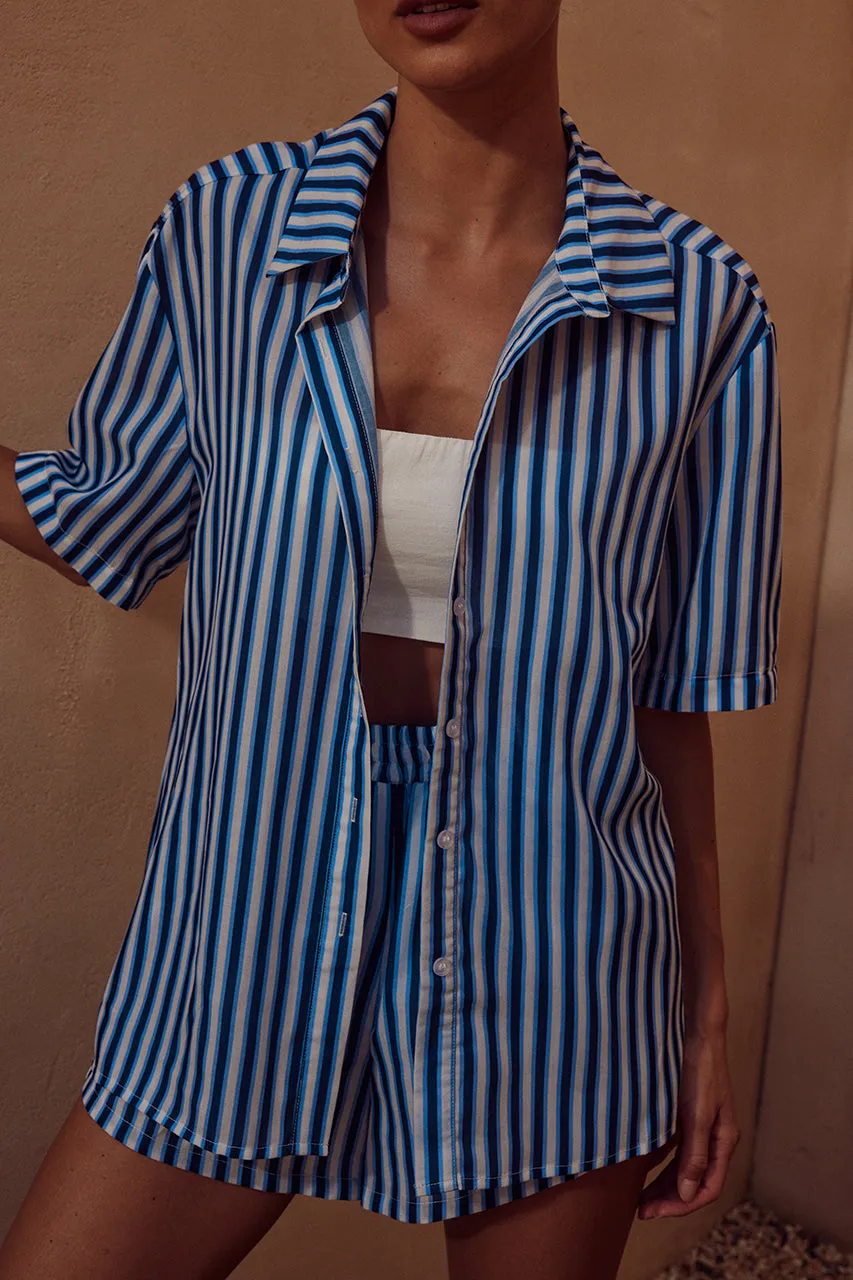 INDIGO SHIRT - INDIGO STRIPE sold by Runaway The Label