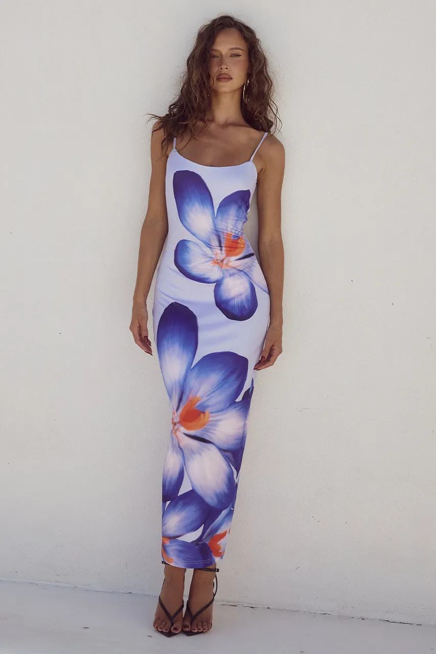DEIA MIDI DRESS - VIOLET FLOWER sold by Runaway The Label