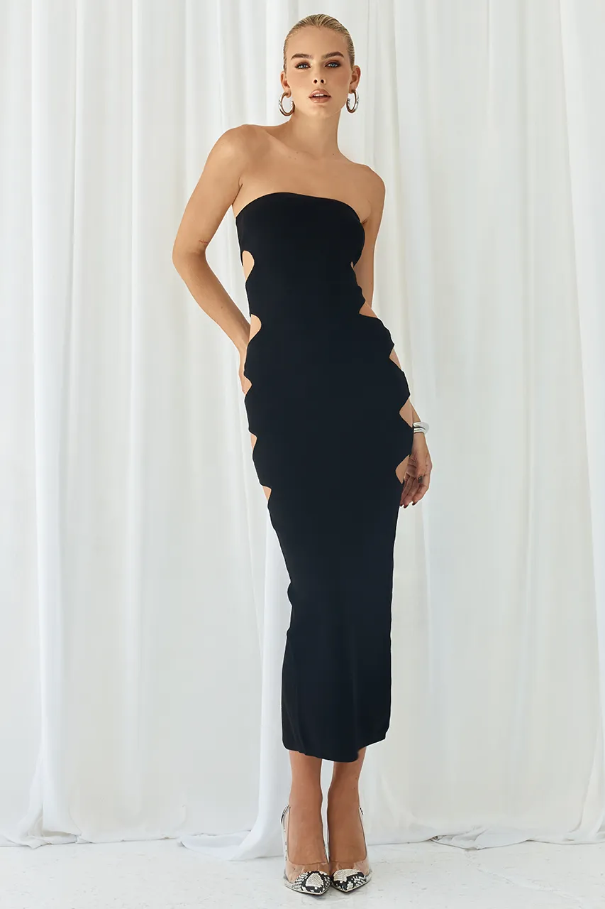 NALINI MIDI DRESS - BLACK sold by Runaway The Label