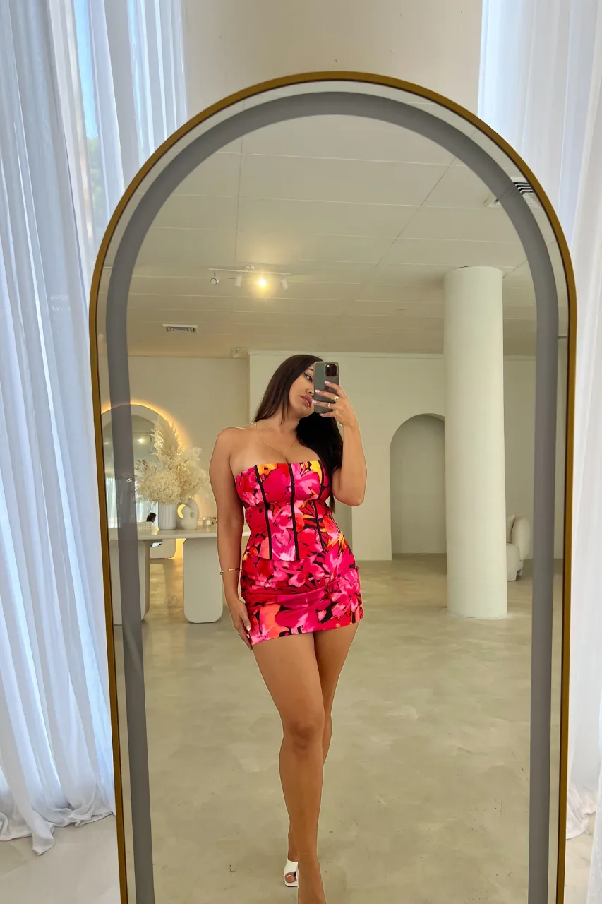 RIANNI MINI SKIRT - PINK FLORAL sold by Runaway The Label product image thumbnail 3