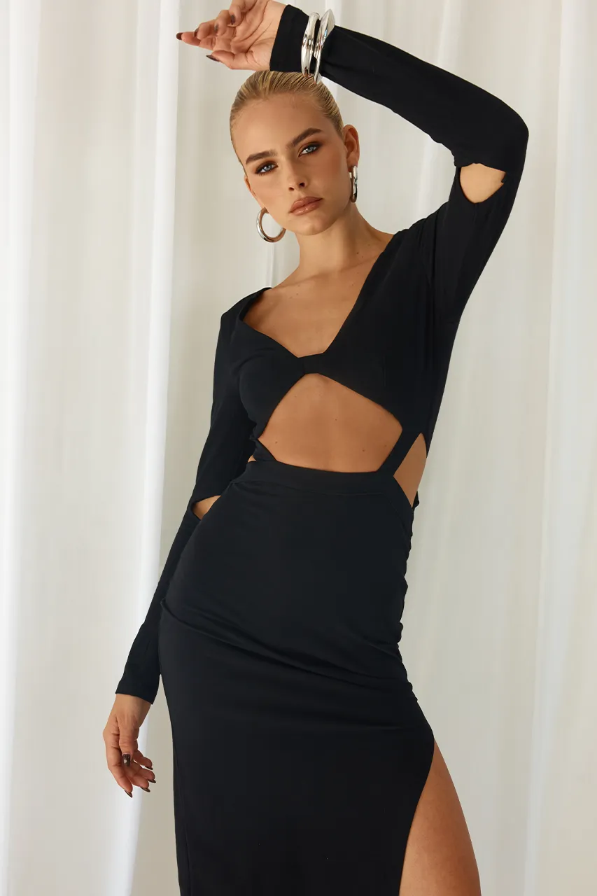 BRIANNA MIDI DRESS - BLACK sold by Runaway The Label product image thumbnail 3