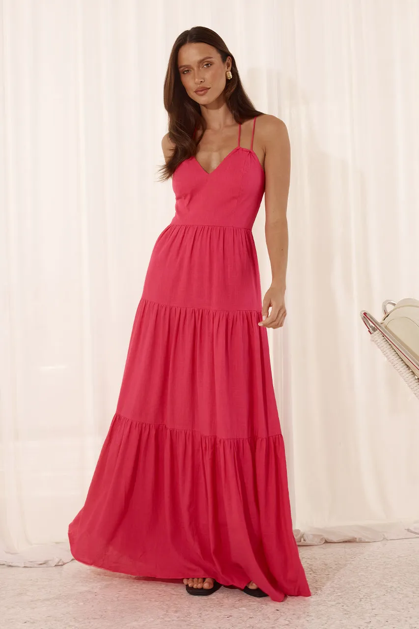 CHIARA MAXI DRESS - HOT PINK sold by Runaway The Label