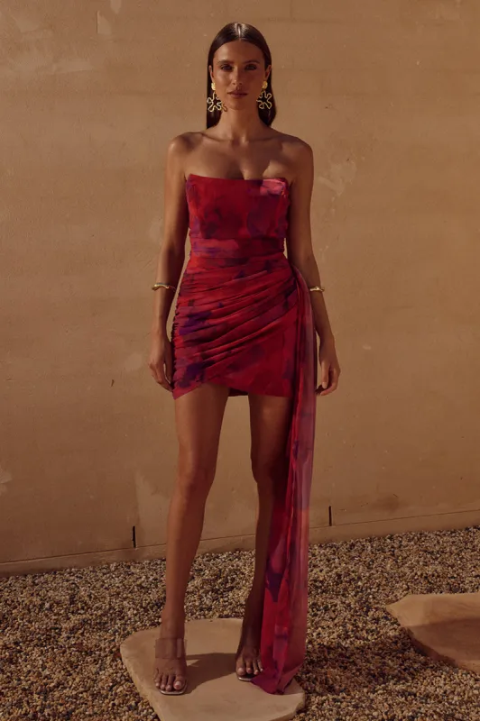 NIGHT LOVER DRESS - SANGRIA PRINT sold by Runaway The Label