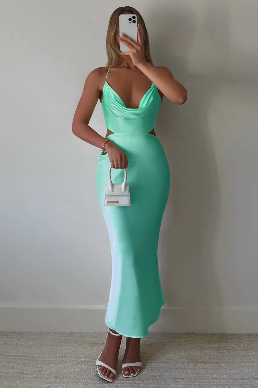 CHARIS SLIP DRESS - AQUAMARINE sold by Runaway The Label