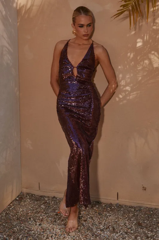 HADID LONG MIDI DRESS - MERLOT sold by Runaway The Label