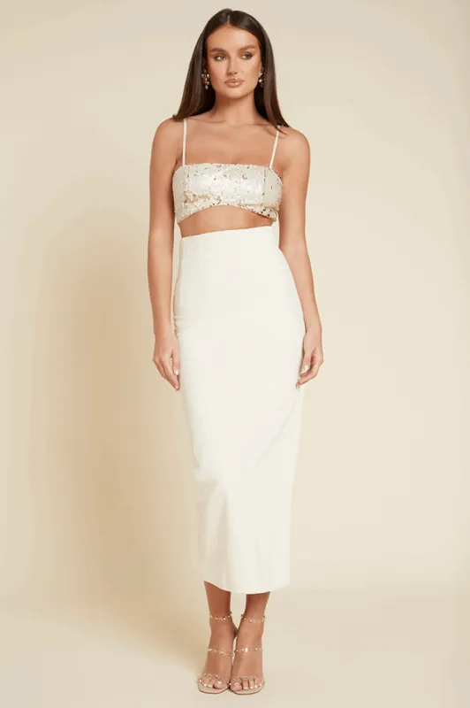 ASTON MIDI SKIRT - SAND sold by Runaway The Label