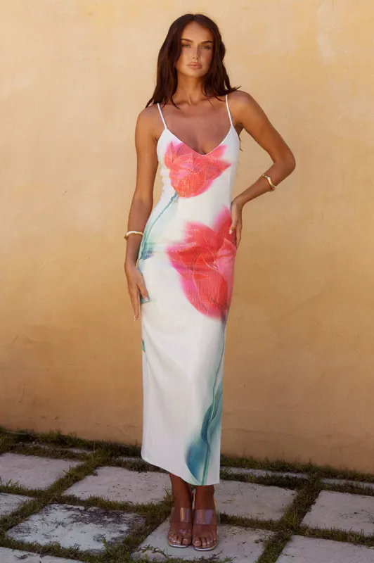 EMERA MIDI DRESS - RED FLOWER sold by Runaway The Label
