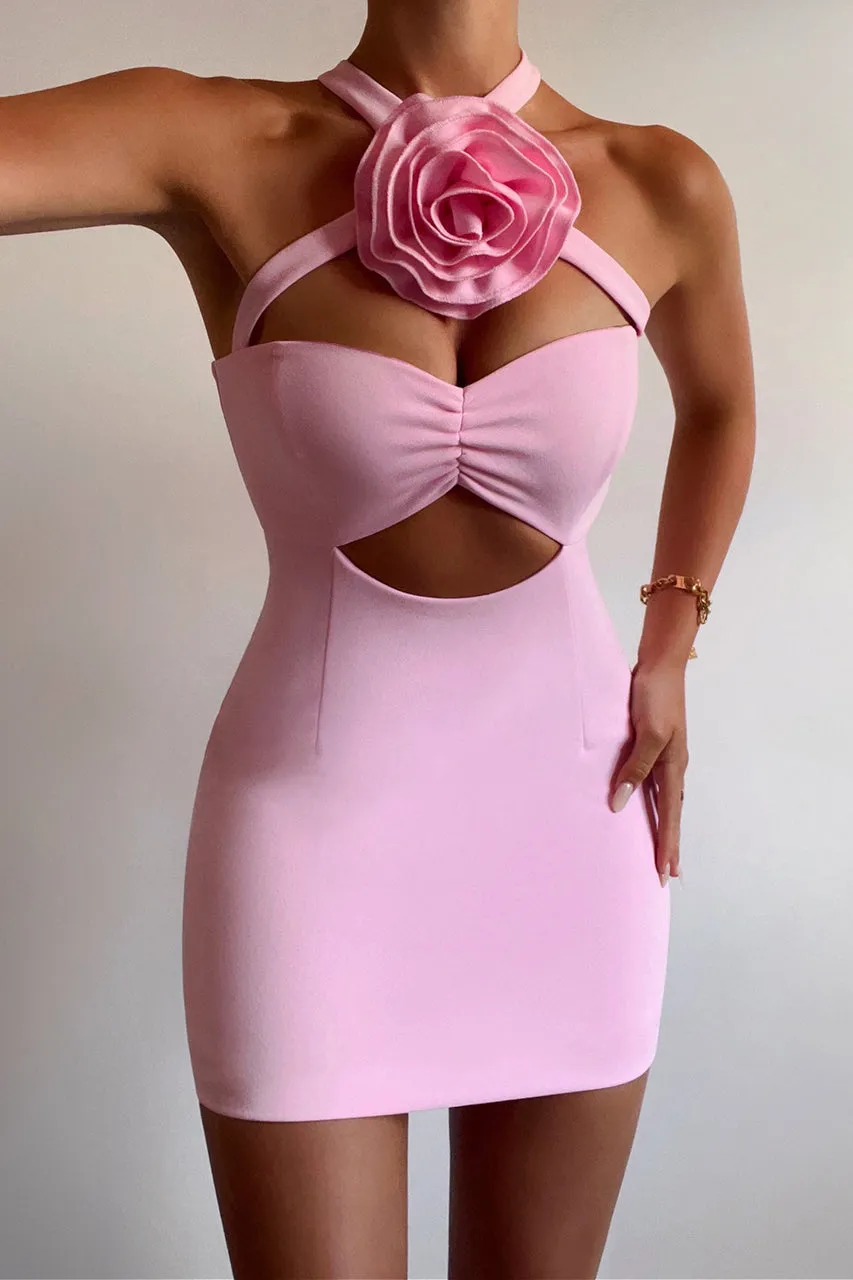 THE FLOWER MINI DRESS - PINK sold by Runaway The Label