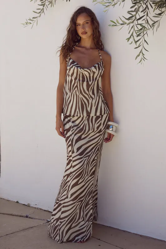 BELINA MAXI SKIRT - ZEBRA CHOCOLATE sold by Runaway The Label