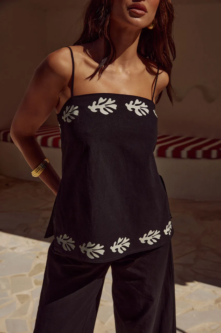 AMALIA TOP - BLACK/SAND sold by Runaway The Label