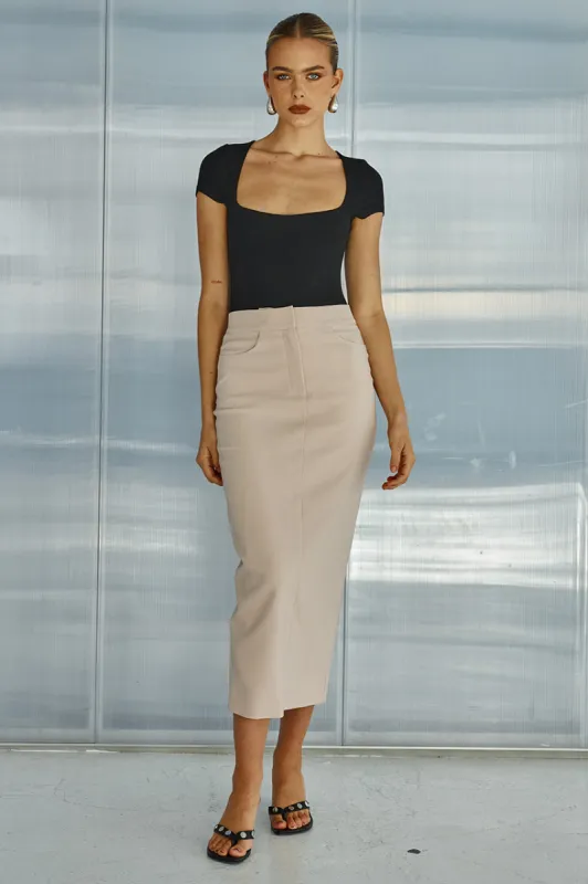 YAZMIN MIDI SKIRT - SAND sold by Runaway The Label