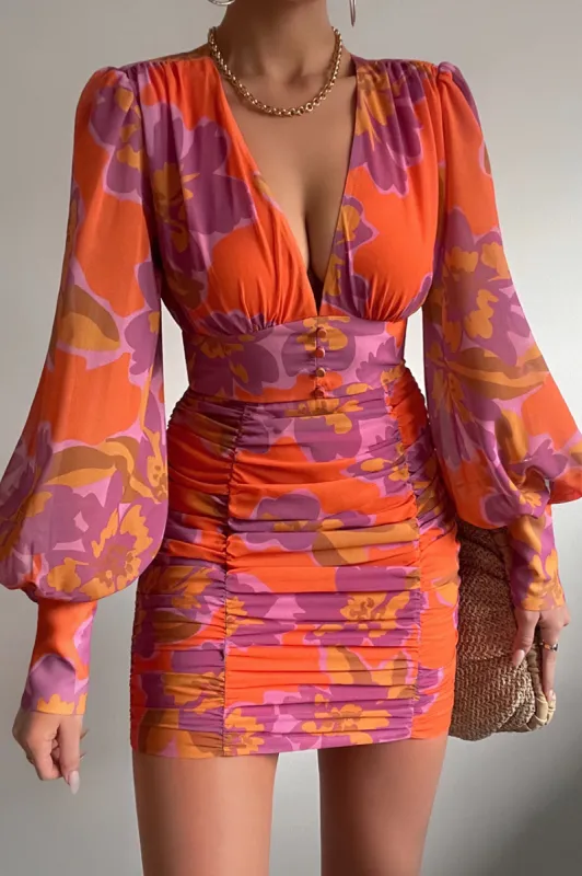 Elle Mini Dress - Orchid Orange sold by Runaway The Label