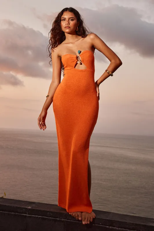 LUNA MIDI DRESS - ORANGE sold by Runaway The Label