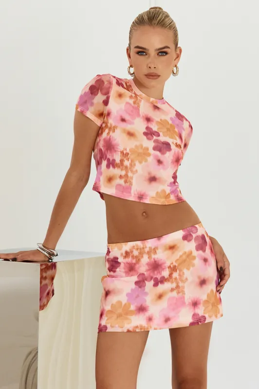 JAZZIE MINI SKIRT - ORANGE FLORAL sold by Runaway The Label