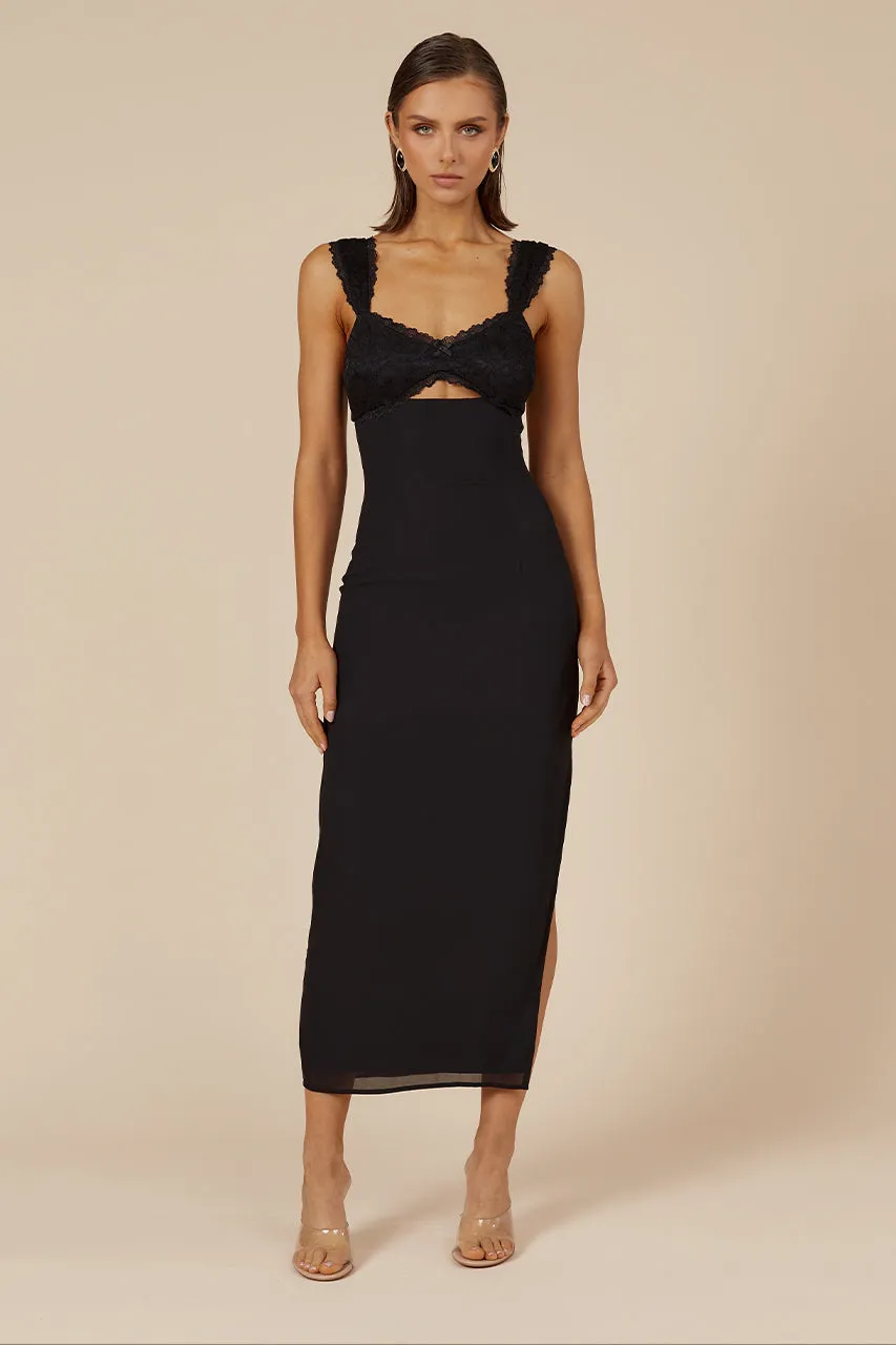 DINAH MIDI DRESS - BLACK sold by Runaway The Label