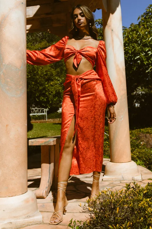 Roxie Midi Skirt - Tangerine sold by Runaway The Label