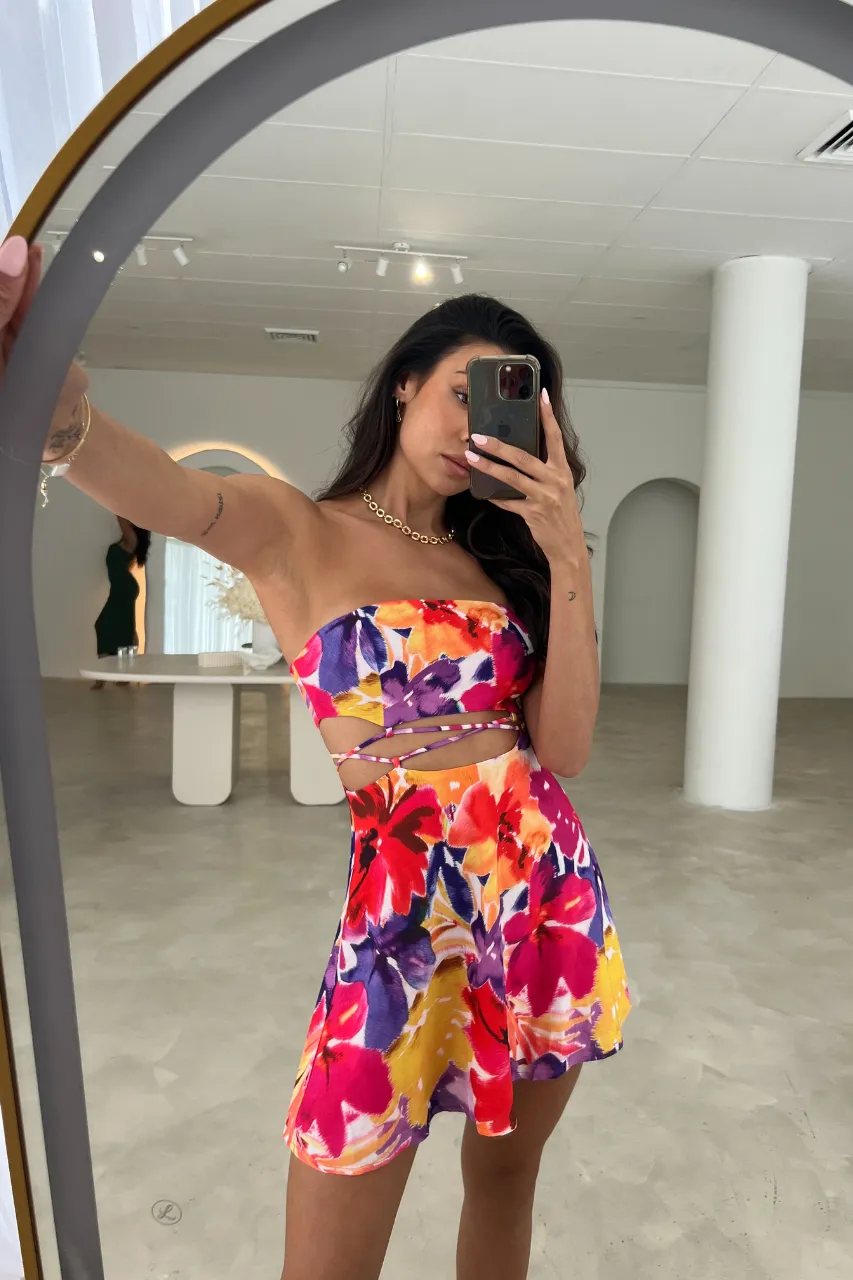 STELANI MINI DRESS - PINK FLORAL sold by Runaway The Label product image thumbnail 5