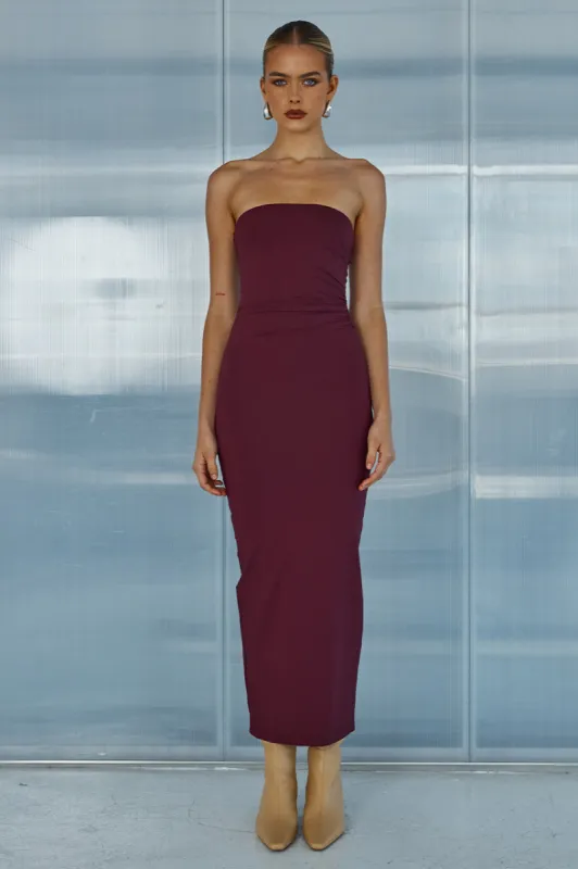 EDDIE MIDI DRESS - MERLOT sold by Runaway The Label