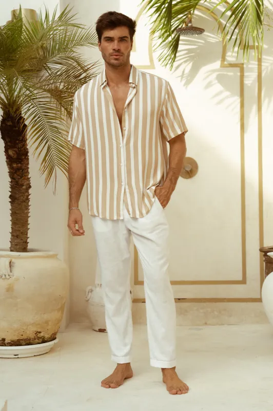 NICK SHIRT - SAND/WHITE sold by Runaway The Label