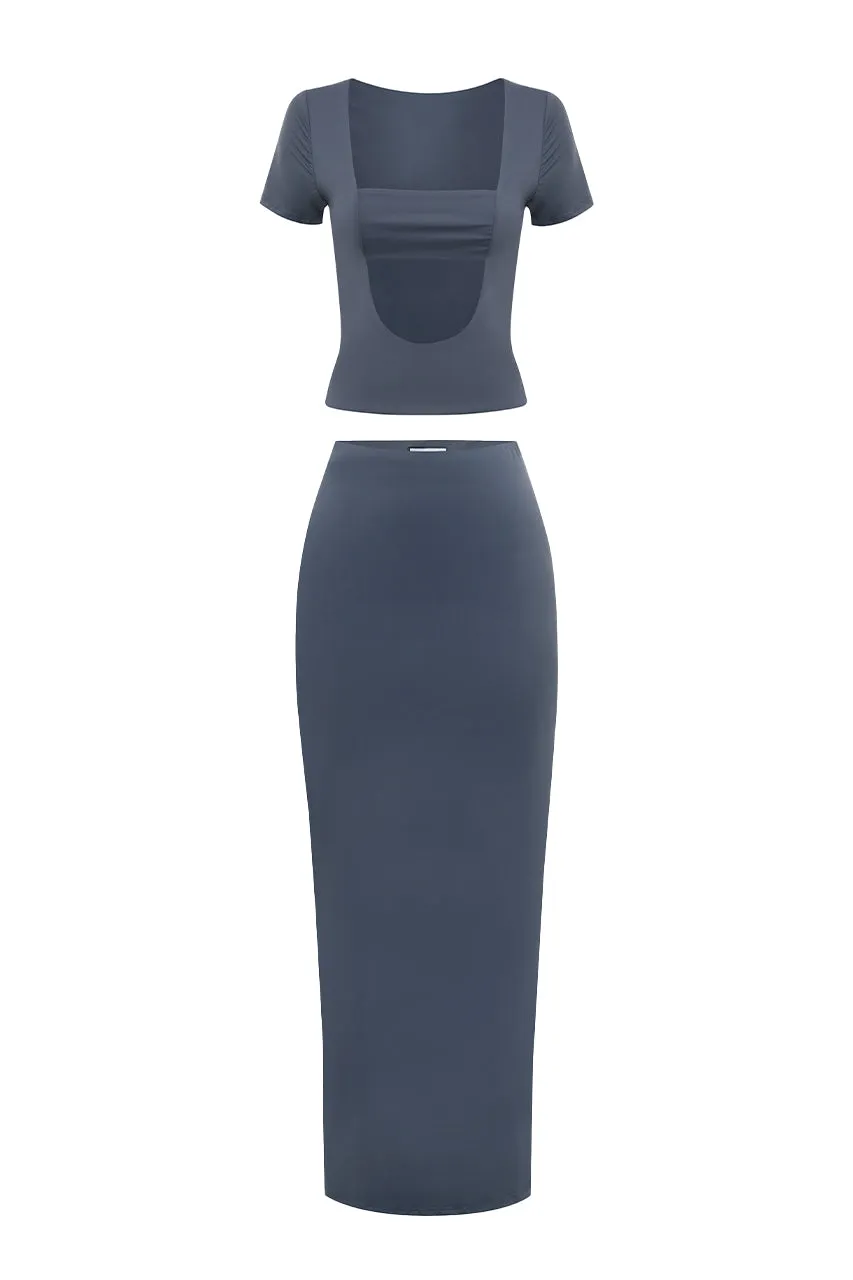 XAVI MAXI SKIRT - STEEL sold by Runaway The Label product image thumbnail 5