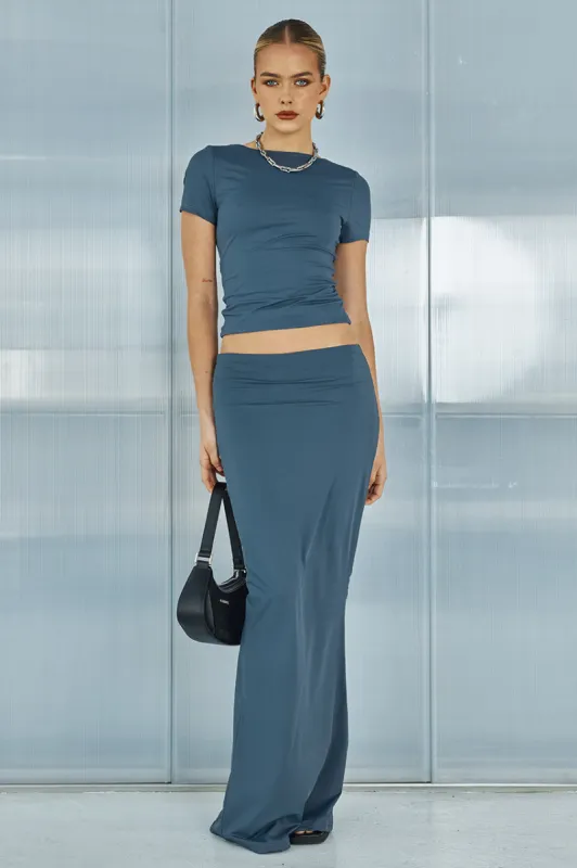 XAVI MAXI SKIRT - STEEL sold by Runaway The Label