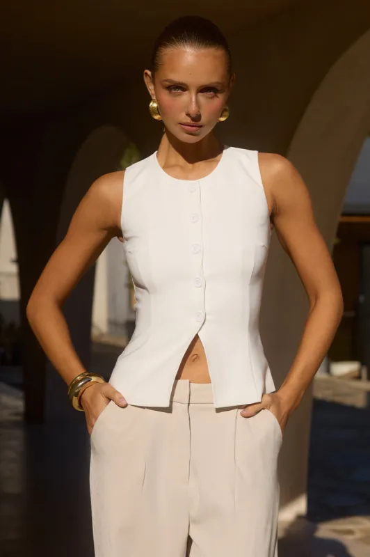 WILMA TOP - WHITE sold by Runaway The Label