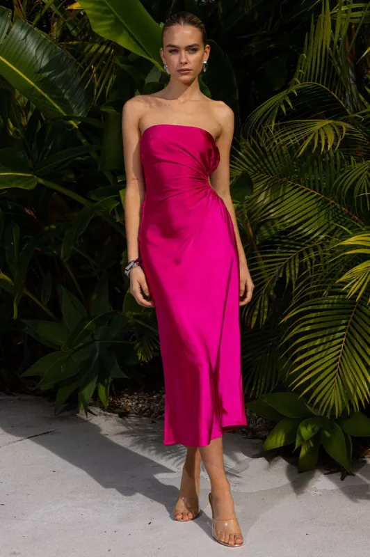 SARAYA MIDI DRESS - FUCHSIA sold by Runaway The Label