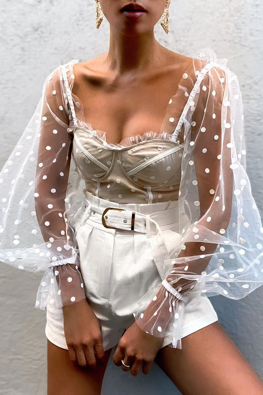 Chloe Top - White Spot sold by Runaway The Label