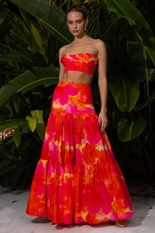 AYLA MAXI SKIRT - ORALIE ORANGE sold by Runaway The Label