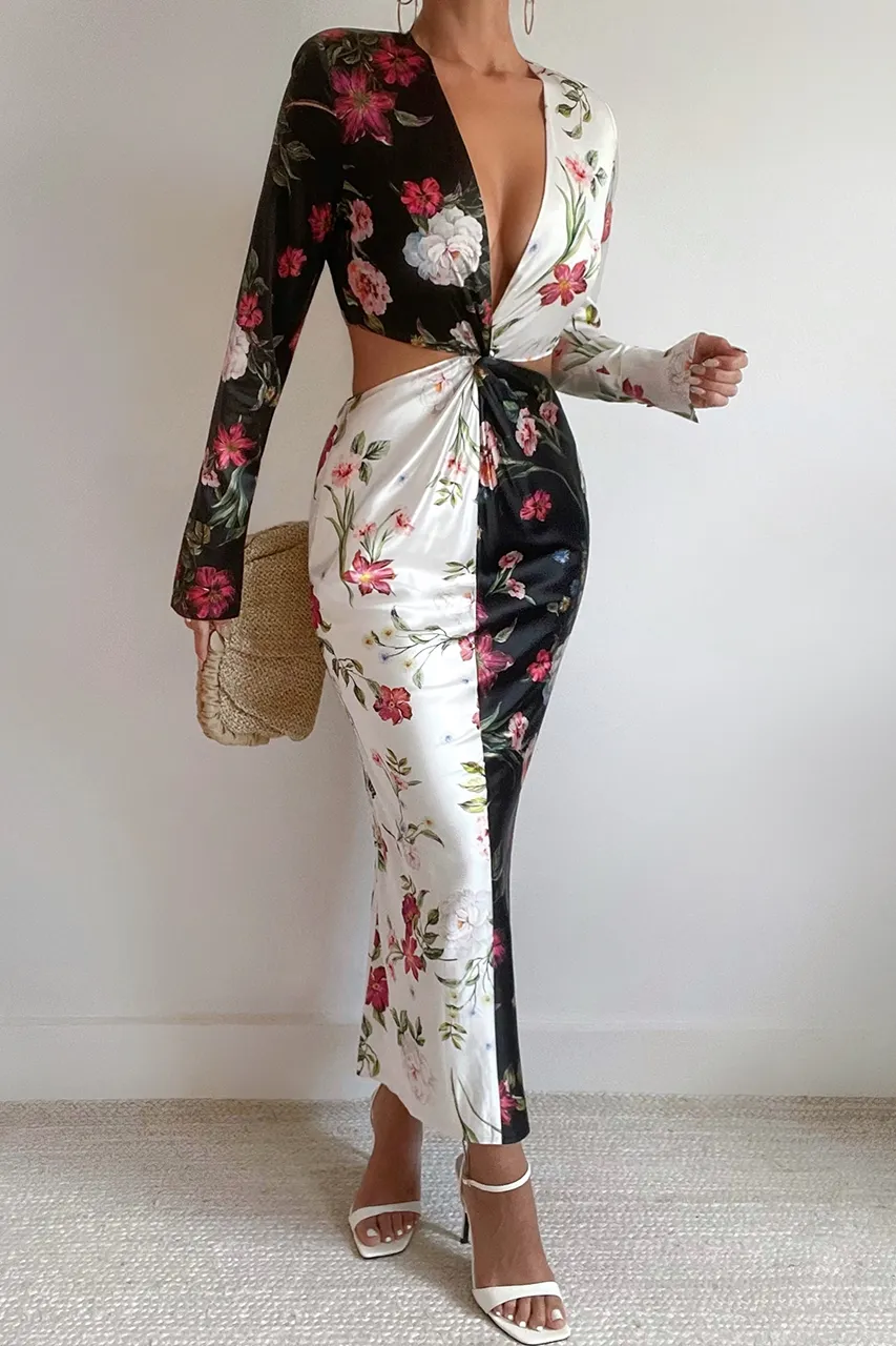 JACI MIDI DRESS - WHITE/BLACK sold by Runaway The Label