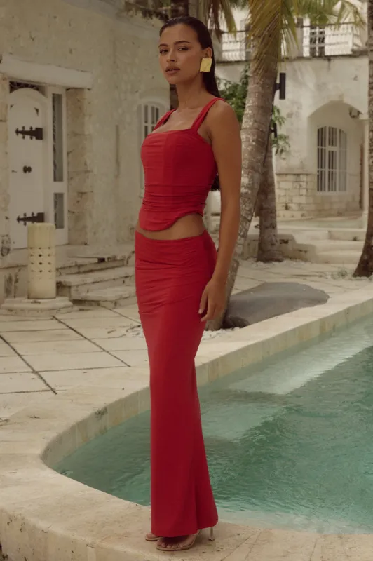 TERRIE MAXI SKIRT - CHERRY sold by Runaway The Label