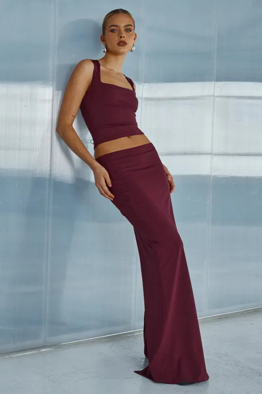 XAVI MAXI SKIRT - MERLOT sold by Runaway The Label