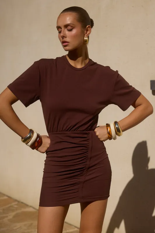 TAYLOR MINI DRESS - CHOCOLATE sold by Runaway The Label