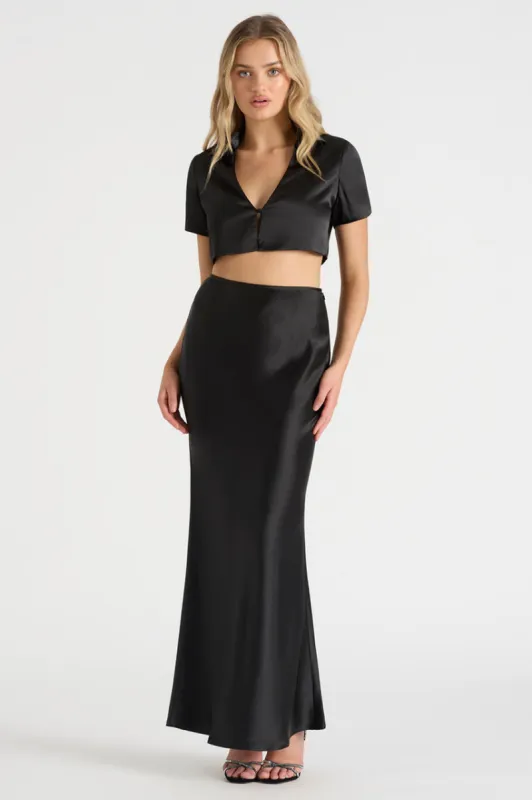 THE SATIN SHIRT - BLACK sold by Runaway The Label