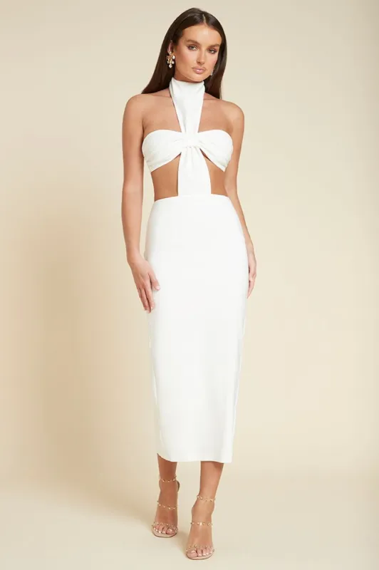 DANI MIDI DRESS - WHITE sold by Runaway The Label