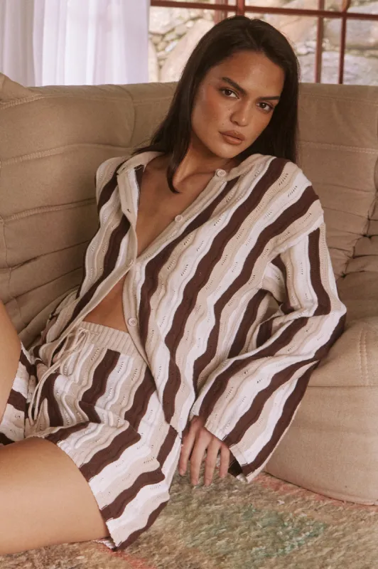 BLANCHE CARDIGAN - CHOC MULTI sold by Runaway The Label