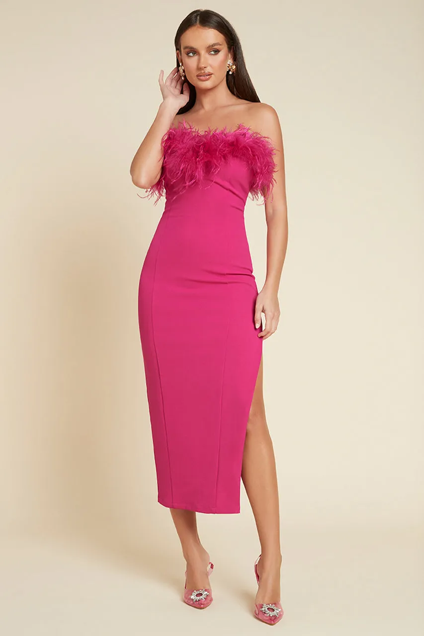 VALENTINA MIDI DRESS - FUCHSIA sold by Runaway The Label