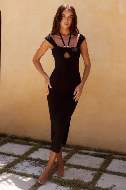 SASKIA MIDI DRESS - BLACK sold by Runaway The Label