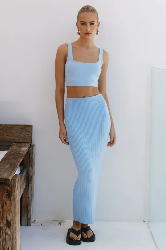 KORA MIDI SKIRT - SKY BLUE sold by Runaway The Label