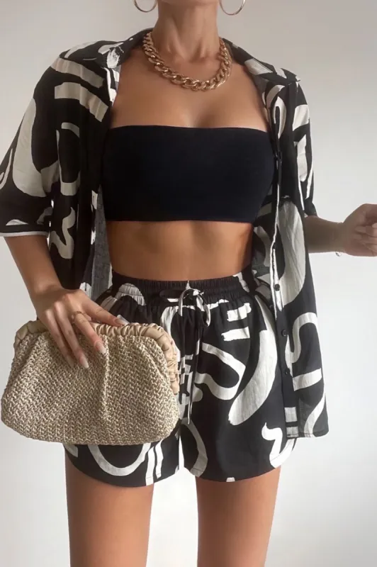 YORK COTTON SHIRT - BLACK/SAND sold by Runaway The Label