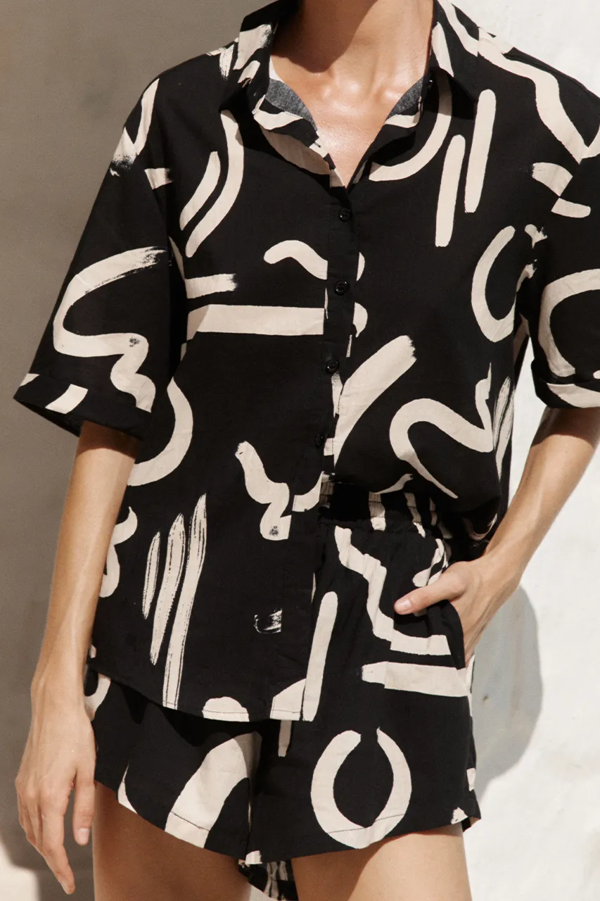 YORK COTTON SHIRT - BLACK/SAND sold by Runaway The Label product image thumbnail 4