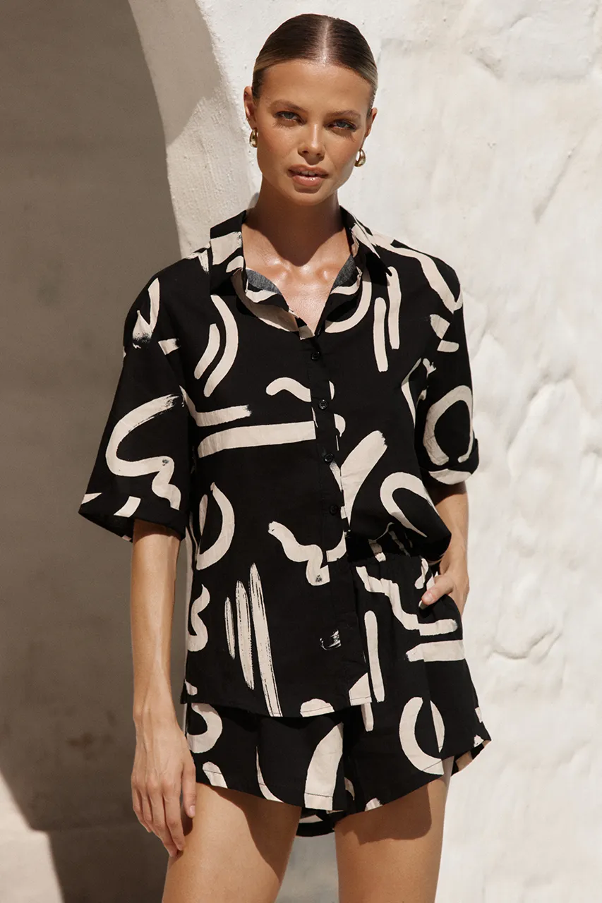 YORK COTTON SHIRT - BLACK/SAND sold by Runaway The Label product image thumbnail 3