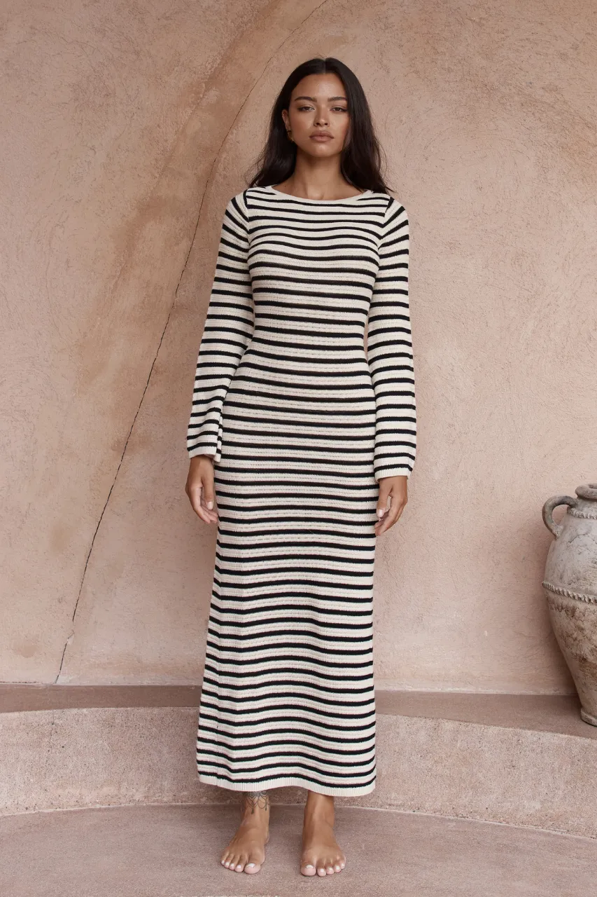 CHERIE KNIT MAXI DRESS - SAND/BLACK sold by Runaway The Label product image thumbnail 2