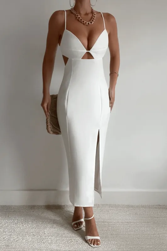 AIDA MIDI DRESS - WHITE sold by Runaway The Label