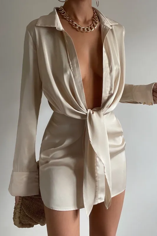 RUBY SILK DRESS - CHAMPAGNE sold by Runaway The Label
