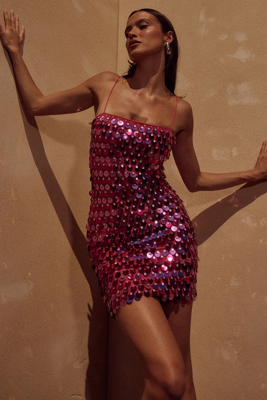 open lace back dress Travis Pink Mini Dress - US 2 main image 0